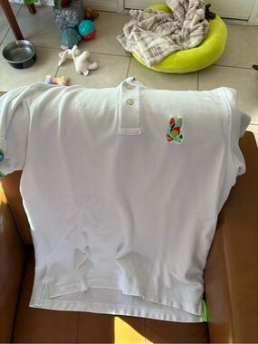 Psycho Bunny White Polo with Colorful Bunny Emblem